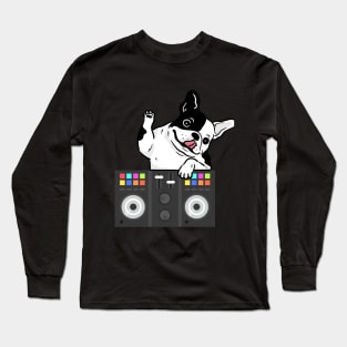 pug dog cartoon and funny dj Long Sleeve T-Shirt